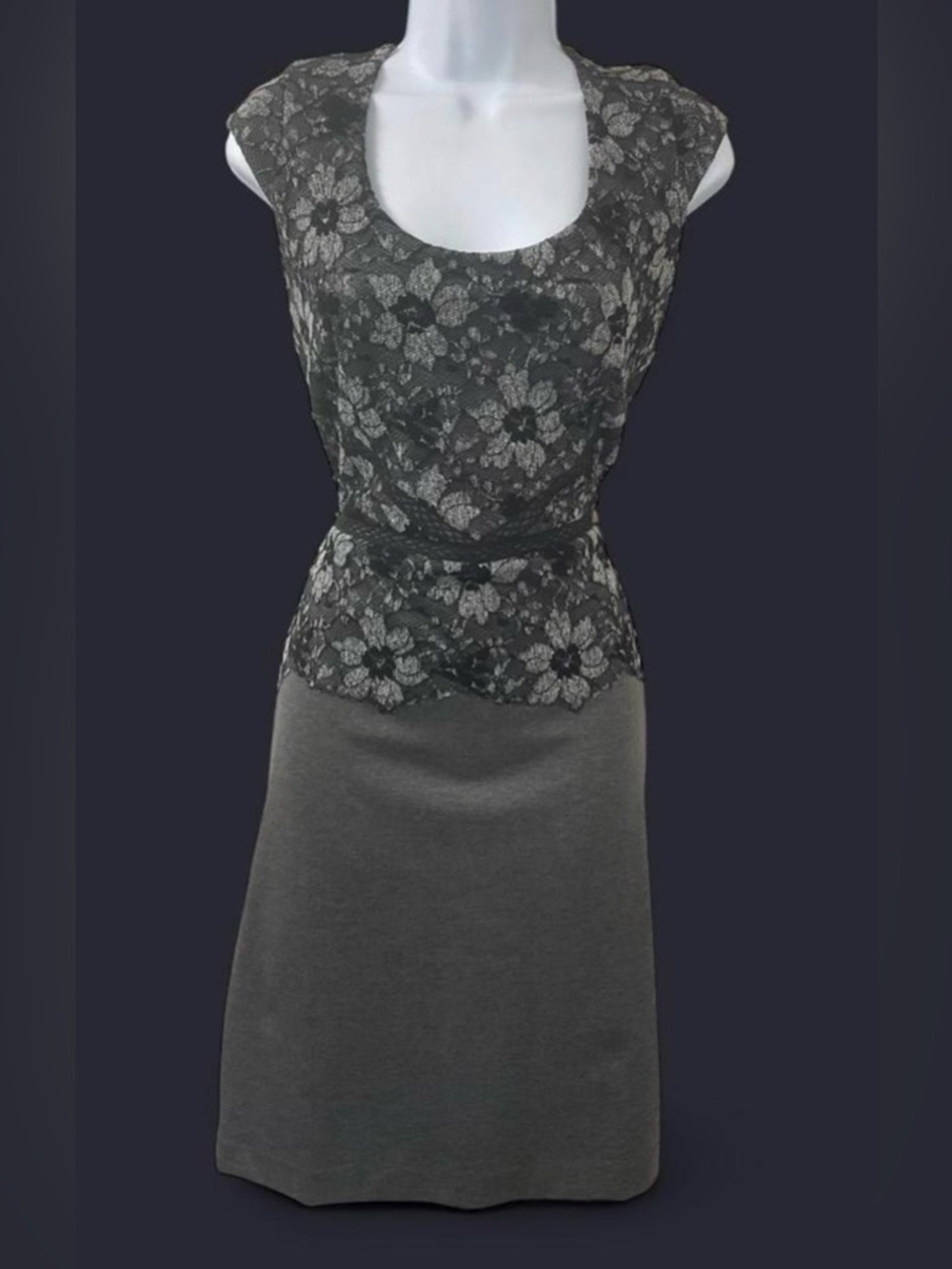 Ann Taylor Black and Gray Lace Dress